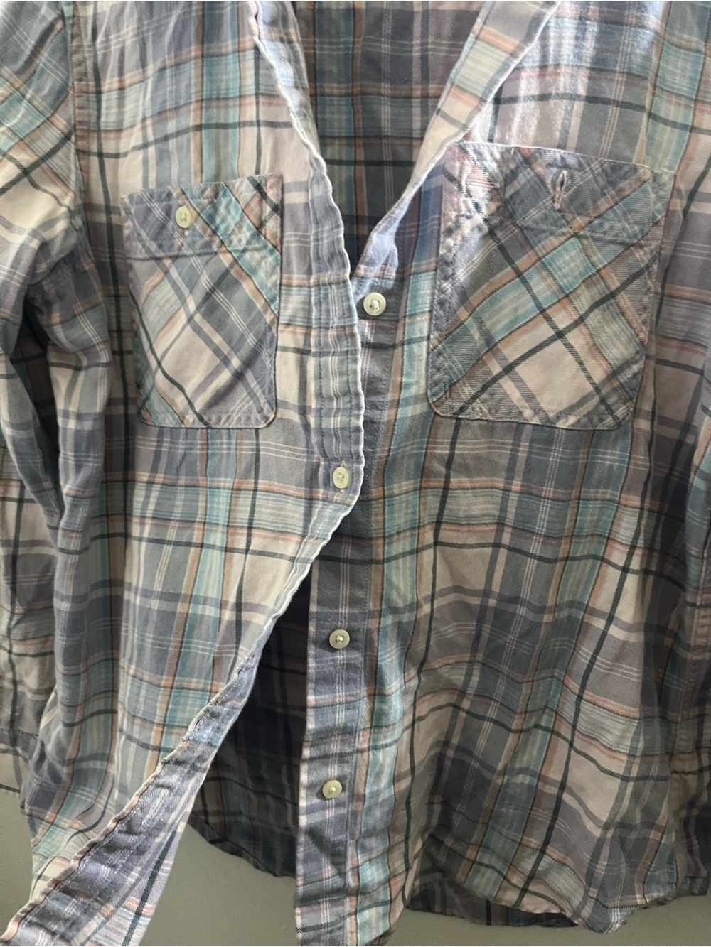 Lauren Ralph Lauren Pastel Plaid Shirt in Blue, Pink & Gray - Picture 3 of 6
